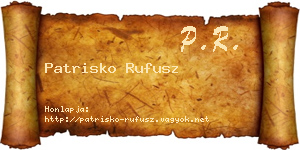 Patrisko Rufusz névjegykártya